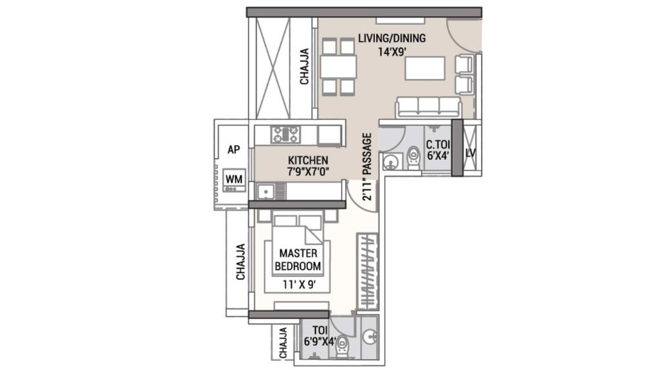 Tricity-Aura-Floor-Plan-1-BHK