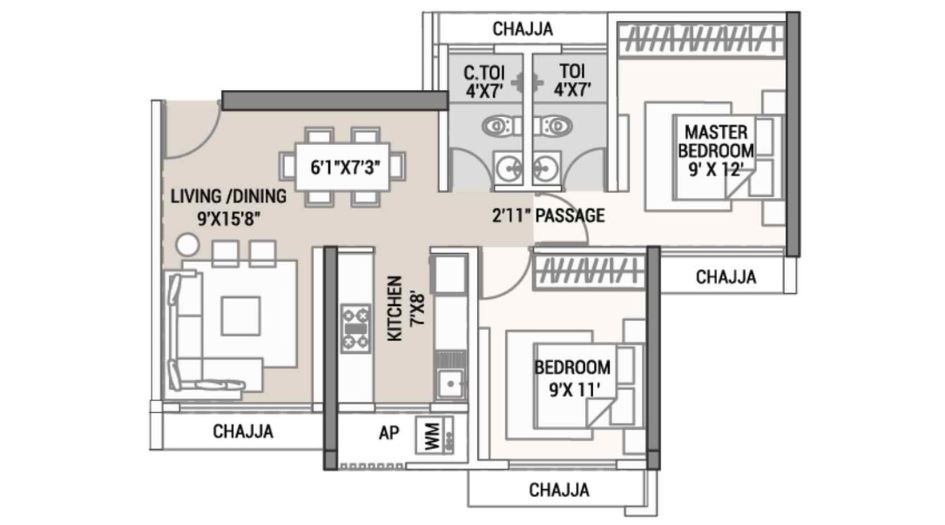 Tricity-Aura-Floor-Plan-2-BHK