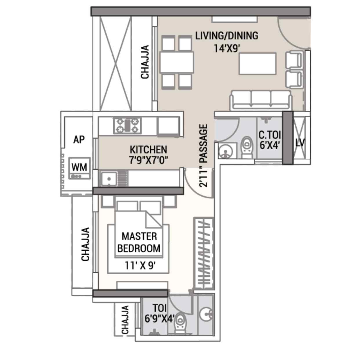 Tricity-Aura-Floor-Plan-1-BHK